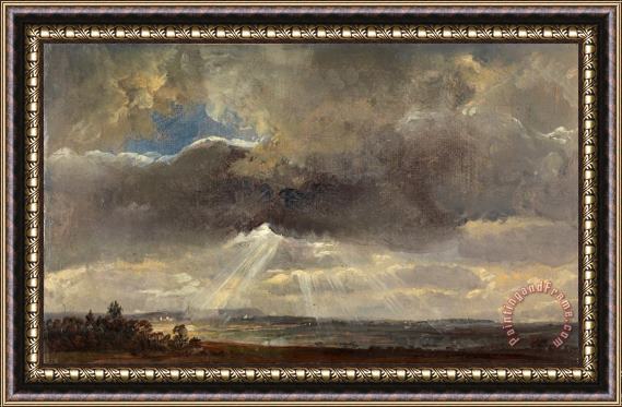 Johan Christian Dahl Clouds And Sunbeams Over The Windberg Near Dresden Framed Painting
