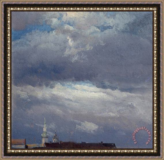 Johan Christian Dahl Gewitterwolken Uber Dem Schlossturm Von Dresden Framed Painting