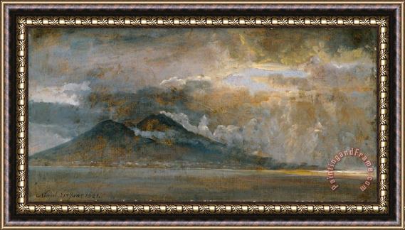 Johan Christian Dahl The Bay of Naples with Vesuvius Framed Painting