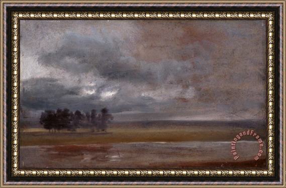 Johan Christian Dahl The Elbe in Rain Framed Painting