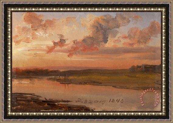 Johan Christian Dahl The Elbe in The Evening Framed Painting