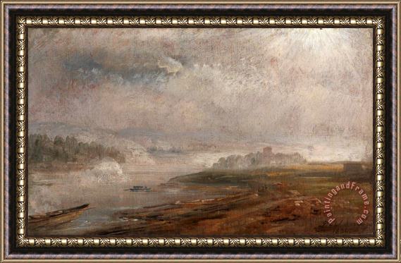 Johan Christian Dahl The Elbe on a Foggy Morning Framed Painting