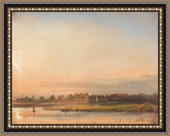 Johan Christian Dahl View of The Elbe Framed Painting