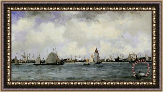 Johan Hendrik Van Mastenbroek Rotterdamn Harbour Framed Painting