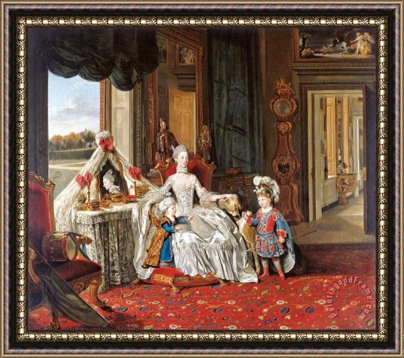 Johan Joseph Zoffany Queen Charlotte (1744 1818) with Her Two Eldest Sons Framed Print