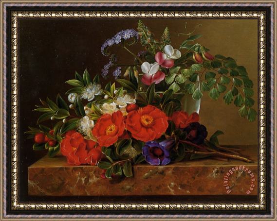Johan Laurentz Jensen Still Life with Roses Framed Painting