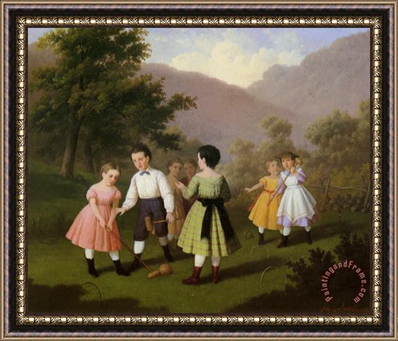 Johan Mengels Culverhouse Children Playing Croquet Framed Painting