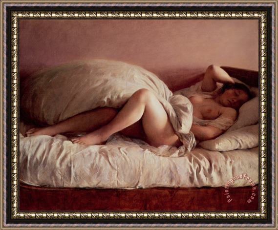 Johann Baptist Reiter Sleeping woman Framed Painting