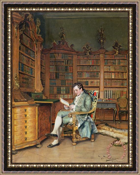 Johann Hamza The Bibliophile Framed Painting