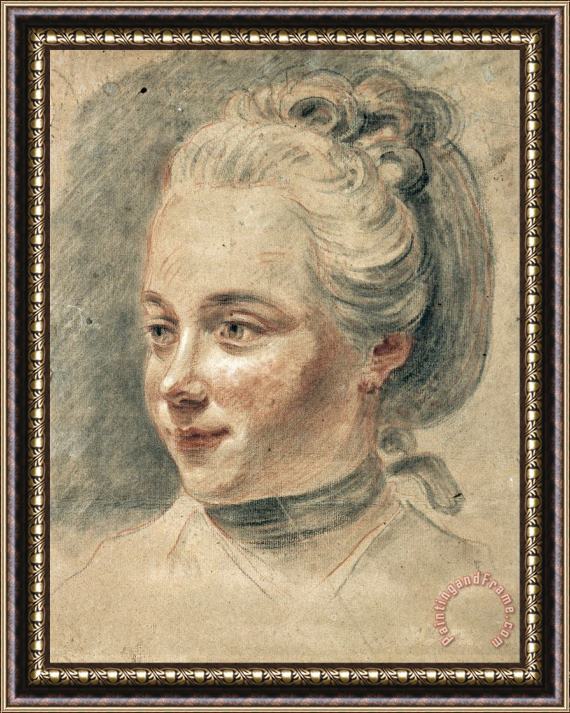 Johann Heinrich Tischbein the Younger Three Quarter View of The Head of a Girl, Turning to The Left Framed Painting