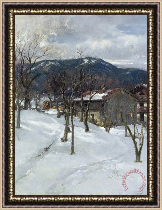 Johann Sperl Winter landscape near Kutterling Framed Print