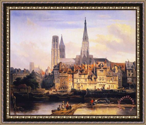 Johannes Bosboom View of The Paris Quay And The Cathedral at Rouen Framed Print