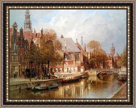 Johannes Christiaan Karel Klinkenberg The Oude Kerk And St. Nicolaaskerk, Amsterdam Framed Painting