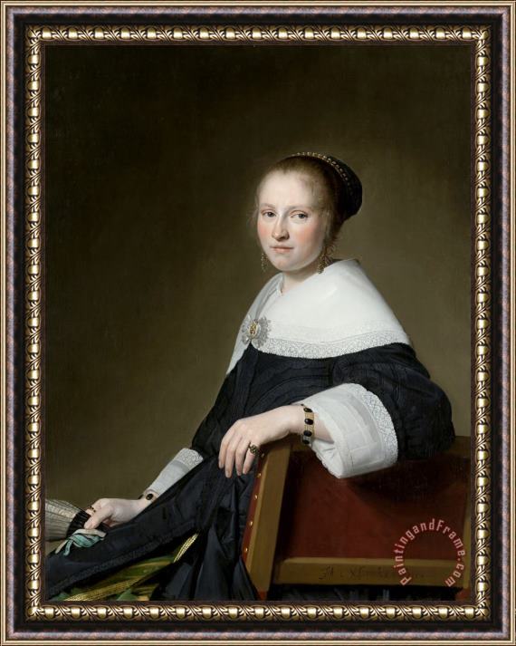 Johannes Cornelisz. Verspronck Portrait of Maria Van Strijp Framed Painting