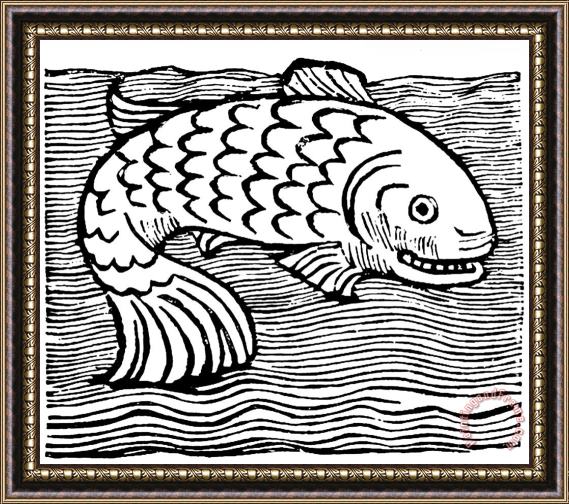 Johannes de Cuba Leviathan Fish Engraving Framed Painting