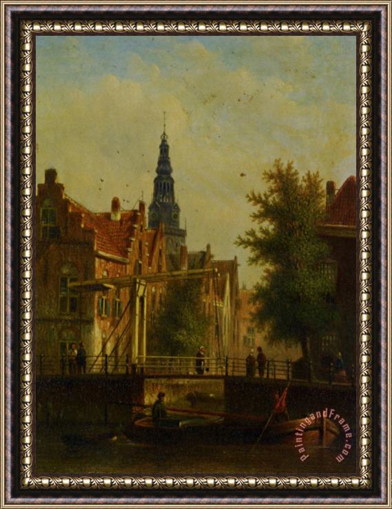Johannes Franciscus Spohler Bridge Over The Canal Framed Painting