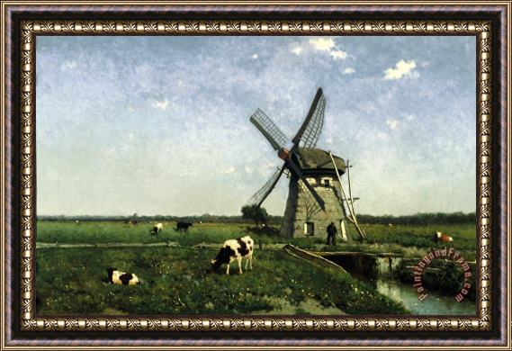 Johannes Hendrik Weissenbruch Landscape with Windmill Near Schiedam Framed Print