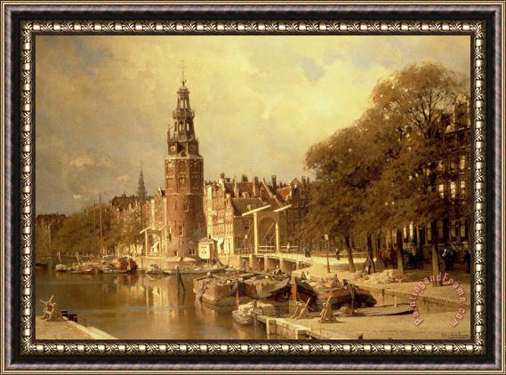 Johannes Karel Christian Klinkenberg View Of The Kalk Market In Amsterdam Framed Print