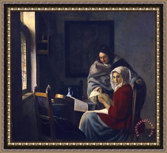 Johannes Vermeer Girl Interrupted in Her Music Framed Print
