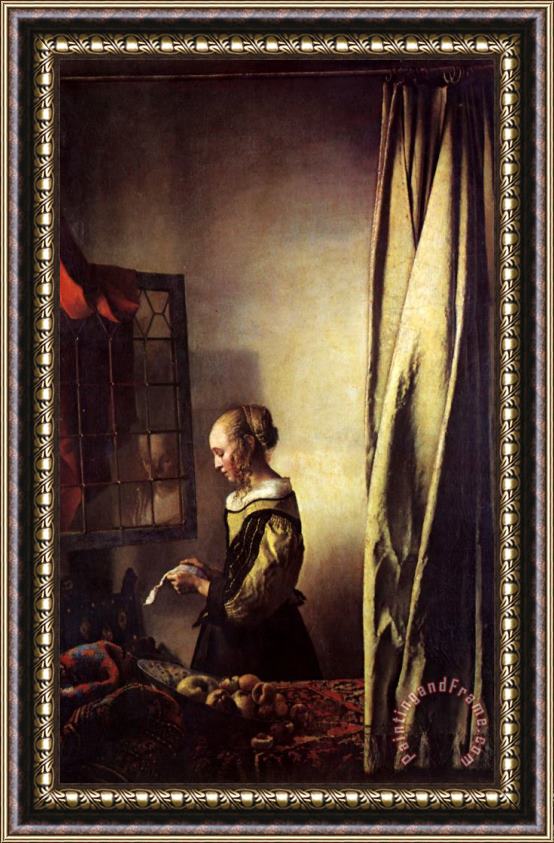 Johannes Vermeer Girl Reading a Letter at an Open Window Framed Painting