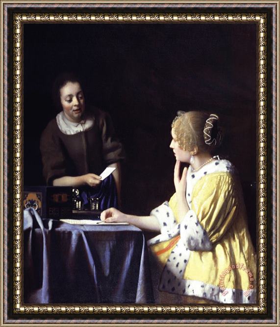 Johannes Vermeer Mistress And Maid Framed Print
