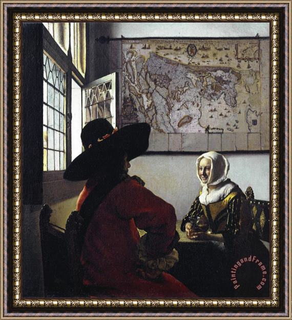 Johannes Vermeer Officer And a Laughing Girl Framed Painting