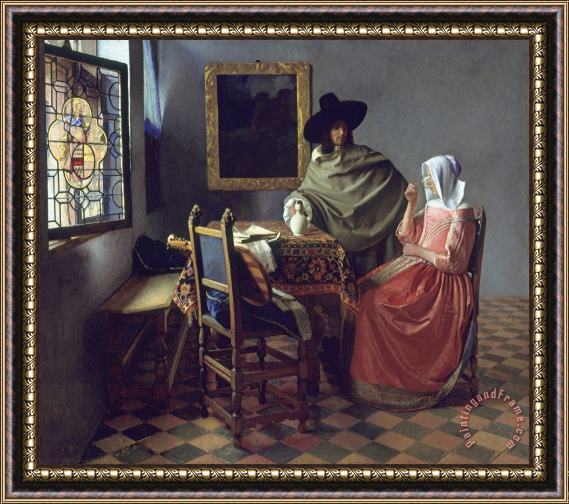 Johannes Vermeer The Glass of Wine Framed Painting