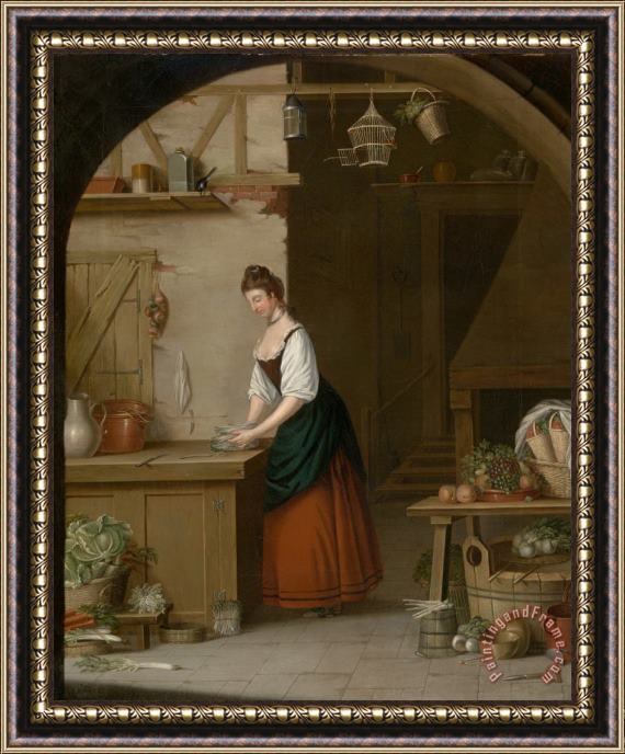John Atkinson Girl Bundling Asparagus Framed Painting