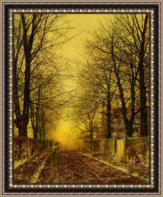 John Atkinson Grimshaw A Golden Country Road Framed Painting