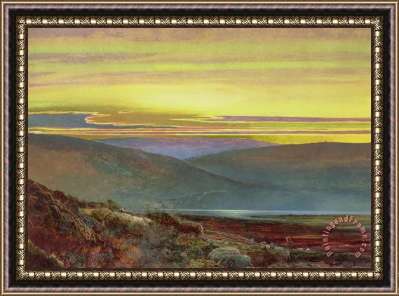 John Atkinson Grimshaw A Lake Landscape At Sunset Framed Painting