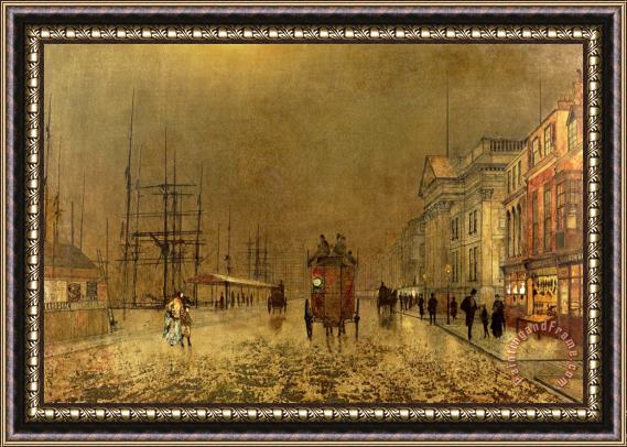 John Atkinson Grimshaw A Liverpool Street Framed Painting