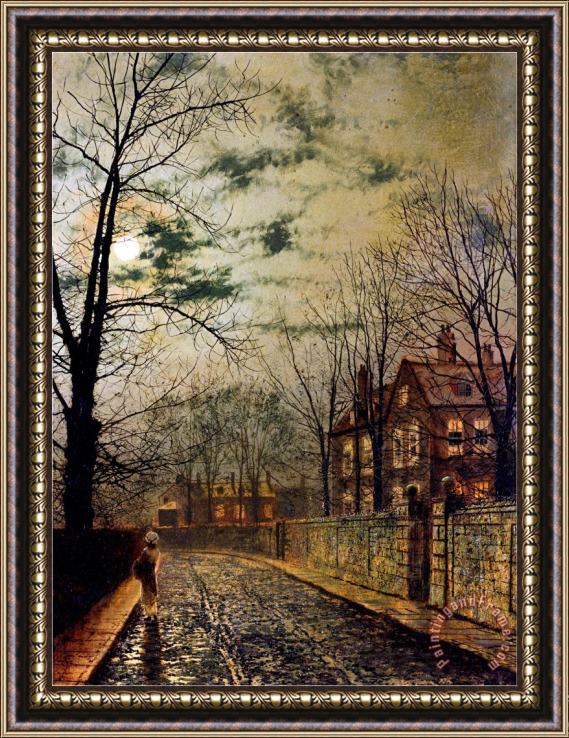 John Atkinson Grimshaw A Moonlit Road Framed Painting