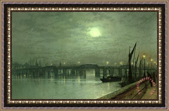 John Atkinson Grimshaw Battersea Bridge by Moonlight Framed Painting