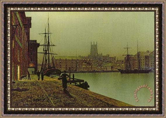 John Atkinson Grimshaw Gloucester Docks Framed Painting