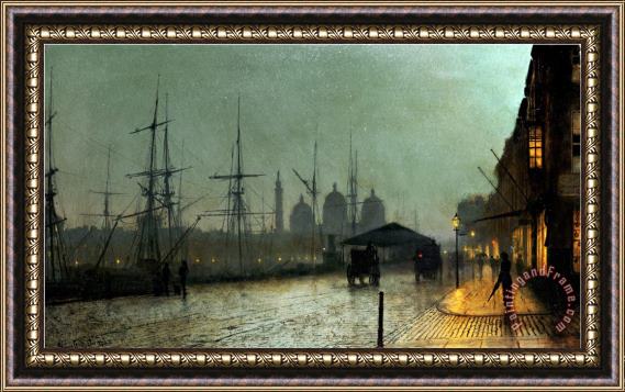 John Atkinson Grimshaw Humber Dockside Hull Framed Painting