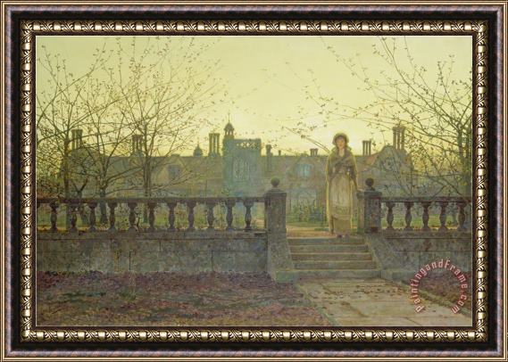 John Atkinson Grimshaw Lady Bountifulle Leaving a Retirement Home in The Evening Autumn Sun 1884 Framed Painting
