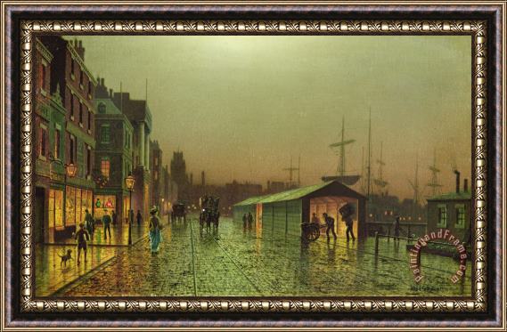John Atkinson Grimshaw Liverpool Docks Framed Painting