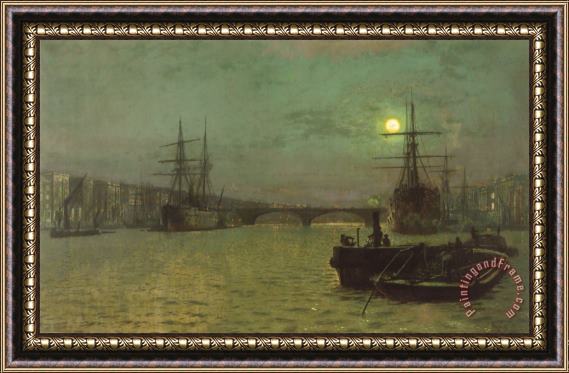 John Atkinson Grimshaw London Bridge Half Tide Framed Painting