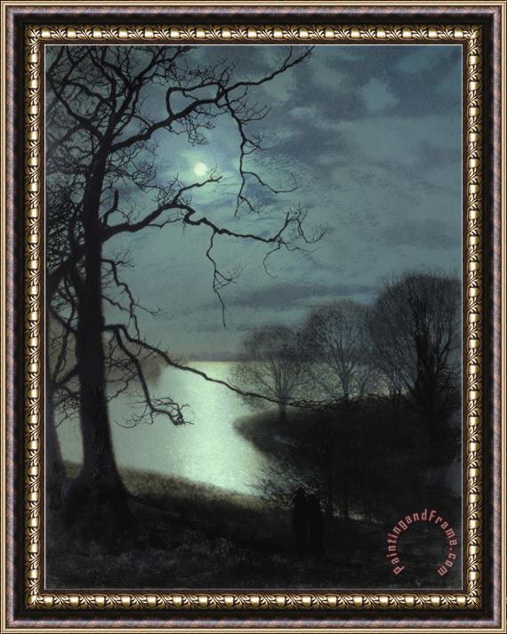 John Atkinson Grimshaw Watching a Moonlit Lake Framed Painting