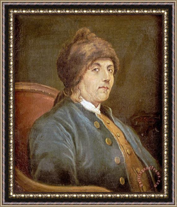 John Baptiste Lienard Portrait of Benjamin Franklin Framed Painting
