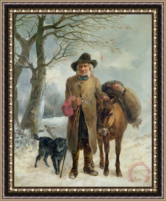 John Barker Gathering Winter Fuel Framed Painting