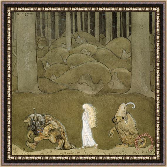 John Bauer The Princess And The Trolls Framed Painting