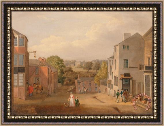 John Bird of Liverpool Street Scene in Chorley, Lancashire, with a View of Chorley Hall Framed Painting