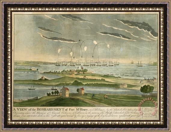 John Bower A View of The Bombardment of Fort Mchenry Framed Painting