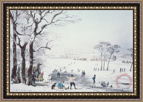 John Burnet View Of Buckingham House And St James Park In The Winter Framed Painting