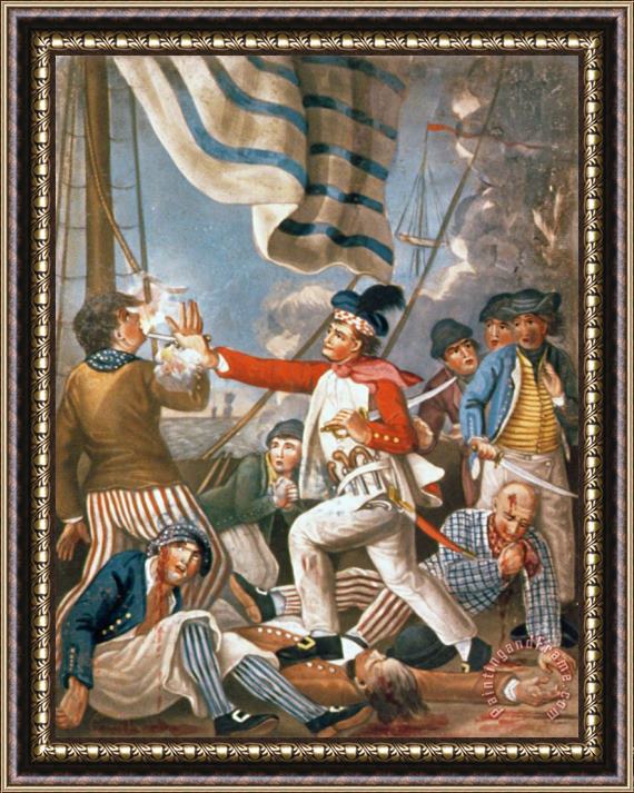 John Collet John Paul Jones Shooting a Sailor Who had Attempted to Strike His Colours in an Engagement Framed Print