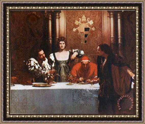 John Collier A Glass of Wine with Caesar Borgia Framed Painting