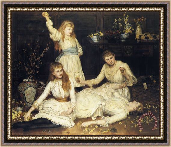 John Collier May, Agatha, Veronica, And Audrey The Daughters of Colonel Makins, Mp Framed Painting