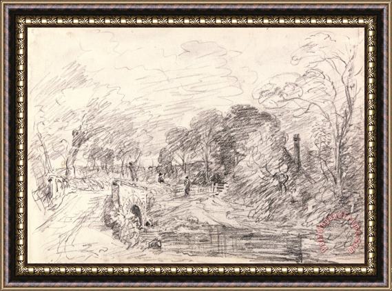 John Constable A Bridge Near Salisbury Court, Perhaps Milford Bridge Framed Painting