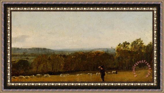 John Constable A Shepherd in a Landscape Looking Across Dedham Vale Towards Langham Framed Print